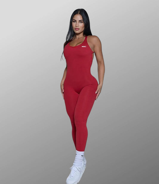 Red Backless & Butt Lift Jumpsuit